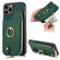 iPhone 13 Pro Max Cross Leather Ring Vertical Zipper Wallet Back Phone Case - Green