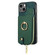 iPhone 13 Pro Max Cross Leather Ring Vertical Zipper Wallet Back Phone Case - Green