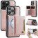 iPhone 13 Pro Max AutSpace A13 MagSafe Magnetic RFID Flip Card Bag Phone Case - Rose Gold