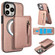 iPhone 13 Pro Max Zipper Wallet Split MagSafe Leather Back Phone Case - Rose Gold