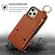 iPhone 13 Pro Max RFlD Anti-theft Double Buckle Ring Zipper Card Phone Case - Brown