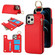 iPhone 13 Pro Max RFlD Anti-theft Double Buckle Ring Zipper Card Phone Case - Red