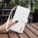 iPhone 13 Pro Max Diamond Lattice Zipper Wallet Leather Flip Phone Case - White
