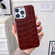 iPhone 13 Pro Max Nano Electroplating Crocodile Texture Genuine Leather Phone Case - Coffee Brown