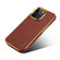 iPhone 13 Pro Max Denior Cowhide Leather Plating Phone Case - Brown