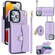 iPhone 13 Pro Max Crossbody Rhombic Horizontal Wallet Leather Phone Case - Purple