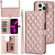 iPhone 13 Pro Max Crossbody Multifunction Rhombic Leather Phone Case - Rose Gold
