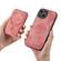 iPhone 13 Pro Max Retro Splitable Magnetic Stand Card Bag Leather Phone Case - Pink