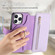 iPhone 13 Pro Max Ring Zipper Wallet RFID Blocking MagSafe Leather Phone Case - Purple