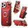iPhone 13 Pro Max Fashion Ring Card Bag Phone Case with Hang Loop - Red