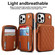 iPhone 13 Pro Max AwQuer Crossbody Zipper Wallet Rhombic Leather Back Phone Case - Brown