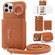 iPhone 13 Pro Max VIETAO Ring Holder Card Bag Phone Case with Lanyard - Brown