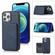 iPhone 13 Pro Calf Texture Magnetic Card Bag PU Shockproof Case with Holder & Card Slot - Blue