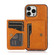 iPhone 13 Pro Calf Texture Magnetic Card Bag PU Shockproof Case with Holder & Card Slot - Brown