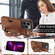 iPhone 13 Pro Calf Texture Wrist Card Slot Ring Phone Case - Brown