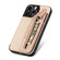 iPhone 13 Pro Carbon Fiber Horizontal Flip Zipper Wallet Phone Case - Khaki