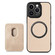 iPhone 13 Pro Carbon Fiber Leather Card Magsafe Magnetic Phone Case - Khaki