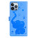 iPhone 13 Pro Cartoon Elephant Embossed Leather Phone Case - Blue