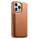 iPhone 13 Pro CaseNeo Finger Grip Strap MagSafe Leather Phone Case - Brown