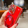 iPhone 13 Pro Charm Eye Electroplating Metal Holder Phone Case with Lanyard - Red