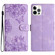 iPhone 13 Pro Cherry Blossom Butterfly Skin Feel Embossed PU Phone Case - Purple