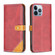 iPhone 13 Pro Color Matching Double Sewing Thread Leather Case - Red