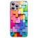 iPhone 13 Pro Colorful Toy Bricks Pattern Shockproof Glass Phone Case - Pink