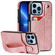 iPhone 13 Pro Crazy Horse Texture Shockproof TPU + PU Leather Case with Card Slot & Wrist Strap Holder - Rose Gold