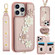 iPhone 13 Pro Crossbody Flower Pattern Leather Phone Case - Rose Gold
