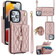 iPhone 13 Pro Crossbody Rhombic Horizontal Wallet Leather Phone Case - Rose Gold