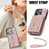 iPhone 13 Pro Crossbody Rhombic Horizontal Wallet Leather Phone Case - Rose Gold