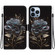 iPhone 13 Pro Crystal Texture Colored Drawing Leather Phone Case - Black Rose