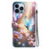 iPhone 13 Pro Crystal Texture Colored Drawing Leather Phone Case - Butterfly Love Flower