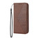 iPhone 13 Pro Cubic Grid Calf Texture Magnetic Closure Leather Phone Case - Brown