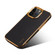 iPhone 13 Pro Denior Cowhide Leather Plating Phone Case - Black