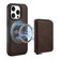iPhone 13 Pro Denior D26 Skin Feel MagSafe Zipper Bag Leather Phone Case - Coffee
