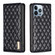 iPhone 13 Pro Diamond Lattice Magnetic Leather Flip Phone Case - Black