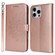 iPhone 13 Pro Double Fold Printed Embossing Leather Phone Case - Rose Gold