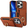iPhone 13 Pro Elastic Card Bag Ring Holder Phone Case - Brown