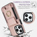 iPhone 13 Pro Elastic Card Bag Ring Holder Phone Case - Rose Gold