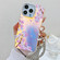 iPhone 13 Pro Electroplating Laser Flower Phone Case with Wrist Strap - Peach Blossom AH4