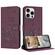 iPhone 13 Pro Embossed Kitten Phone Leather Case with Lanyard - Wine Red