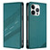 iPhone 13 Pro Embossed Multi-functional Wallet Retro Leather Phone Case - Dark Green