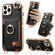 iPhone 13 Pro Fashion Ring Card Bag Phone Case with Hang Loop - Black