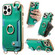 iPhone 13 Pro Fashion Ring Card Bag Phone Case with Hang Loop - Green