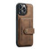 iPhone 13 Pro JEEHOOD Anti-theft Brush Magnetic PU + TPU Protective Case with Card Slot - Brown