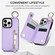 iPhone 13 Pro Litchi Texture Zipper Double Buckle Card Bag Phone Case - Purple