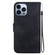iPhone 13 Pro Lotus Embossed Leather Phone Case - Black