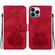 iPhone 13 Pro Lotus Embossed Leather Phone Case - Red