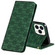 iPhone 13 Pro Lucky Flowers Embossing Pattern Magnetic Horizontal Flip Leather Case with Holder & Card Slots - Dark Green